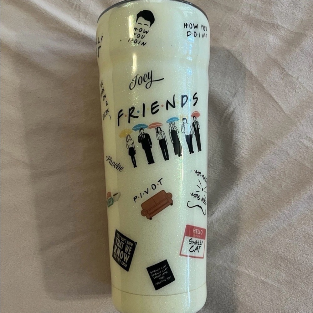 Friends TV Show Glitter Tumbler - Cream with Multi Accents